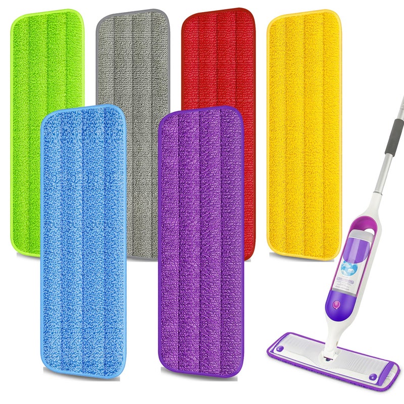 EXEGO 6 Count Reusable Microfiber Mop Pads for Swiffer PowerMop - Power Mop Pads Refills for 13 ''-15 '' Spray Mop, Hard Wood Floor Mop Pads Refills Machine Washable for Multi-Surface Floor Cleaning - Image 1
